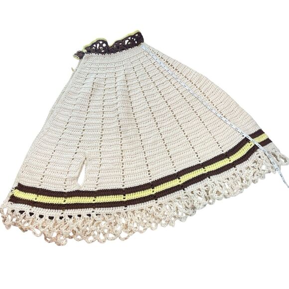Vintage 1970s Boho Hand Knit Crochet Shawl Cape Hippie Grandma Core - Picture 12 of 16